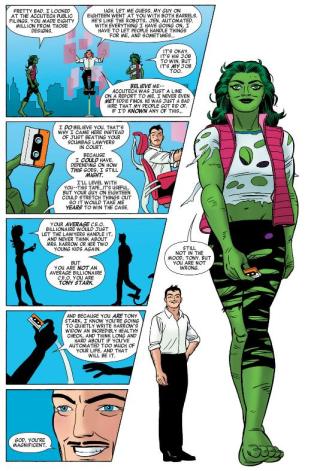 A rare non-cheesecake image of She-Hulk in torn clothing.
